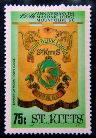 Selo 150 anos Loja Monte das Oliveiras - St. Kitts