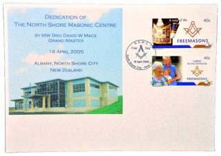 Envelope Comemorativo ao Primeiro Edifício Maçônico - Nova Zelândia