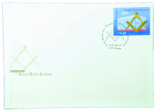 Envelope com Selo Comemorativo aos 200 anos de Fundação do Grande Oriente Lusitano - Portugal